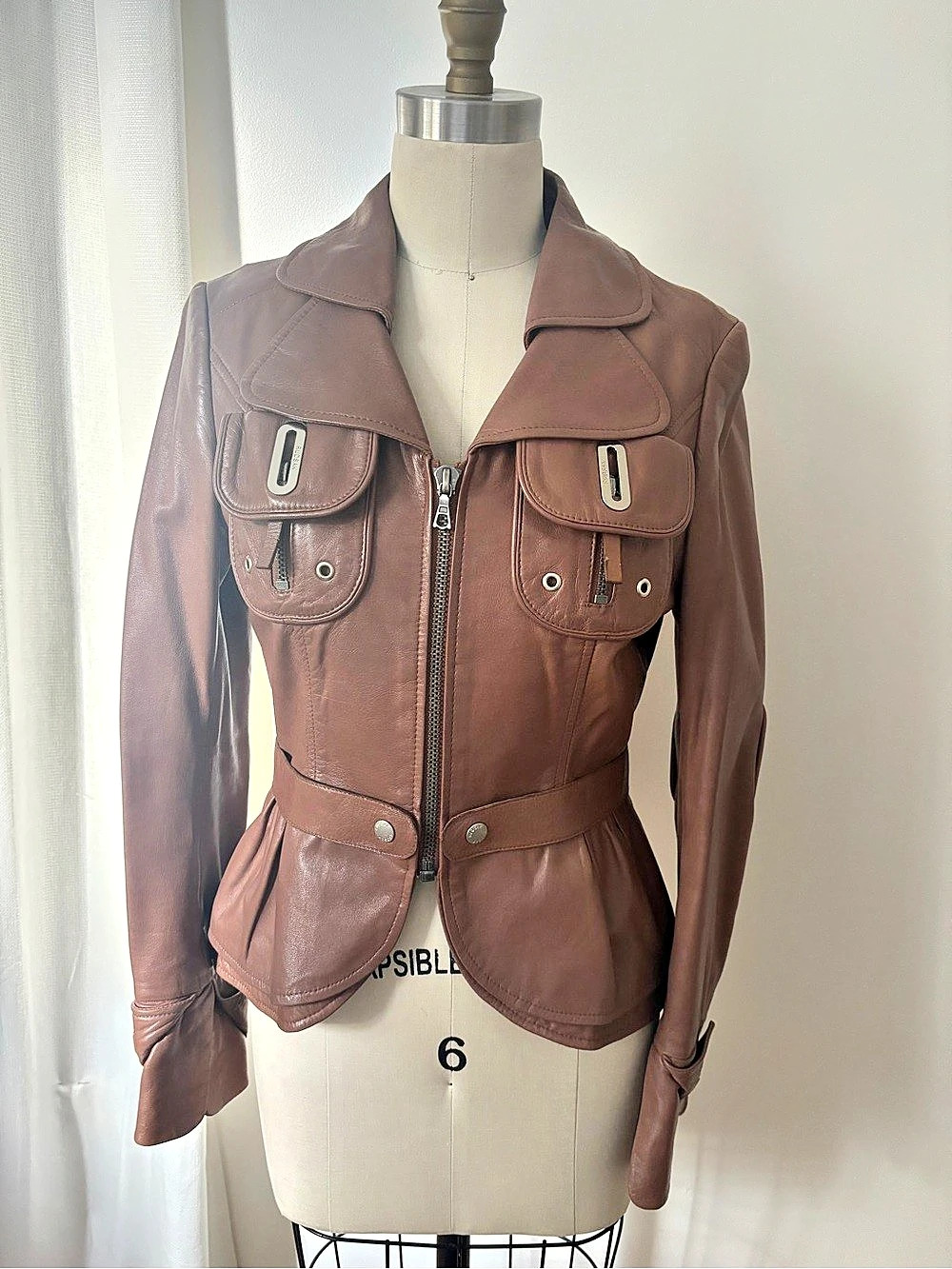 Rudsak Collection Leather Jacket in Brown Size Small Excellent Condition